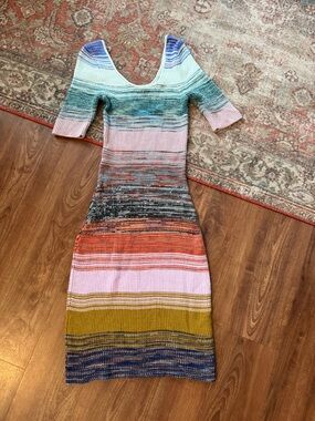 Anthropologie Multicolor Striped Knit Midi Dress